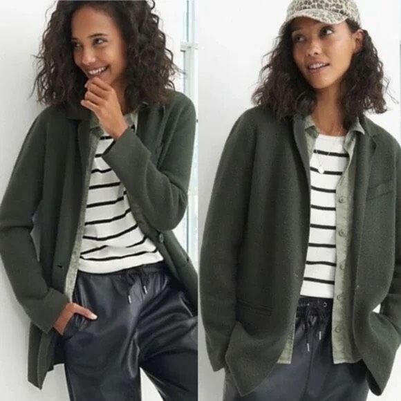 Anthropologie‎ Rani Sweater Blazer Wool Green Small - Picture 1 of 16